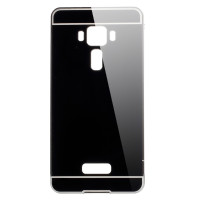 Луксозен алуминиев бъмпър с твърд огледален гръб за Asus Zenfone 3 Deluxe 5.7 ZS570KL Z016D черен
